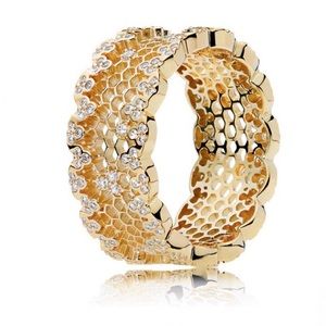 Pandora 14k gold ring honey comb